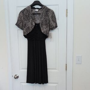 Chic Black and Cream Maxi Dress with Bolero
